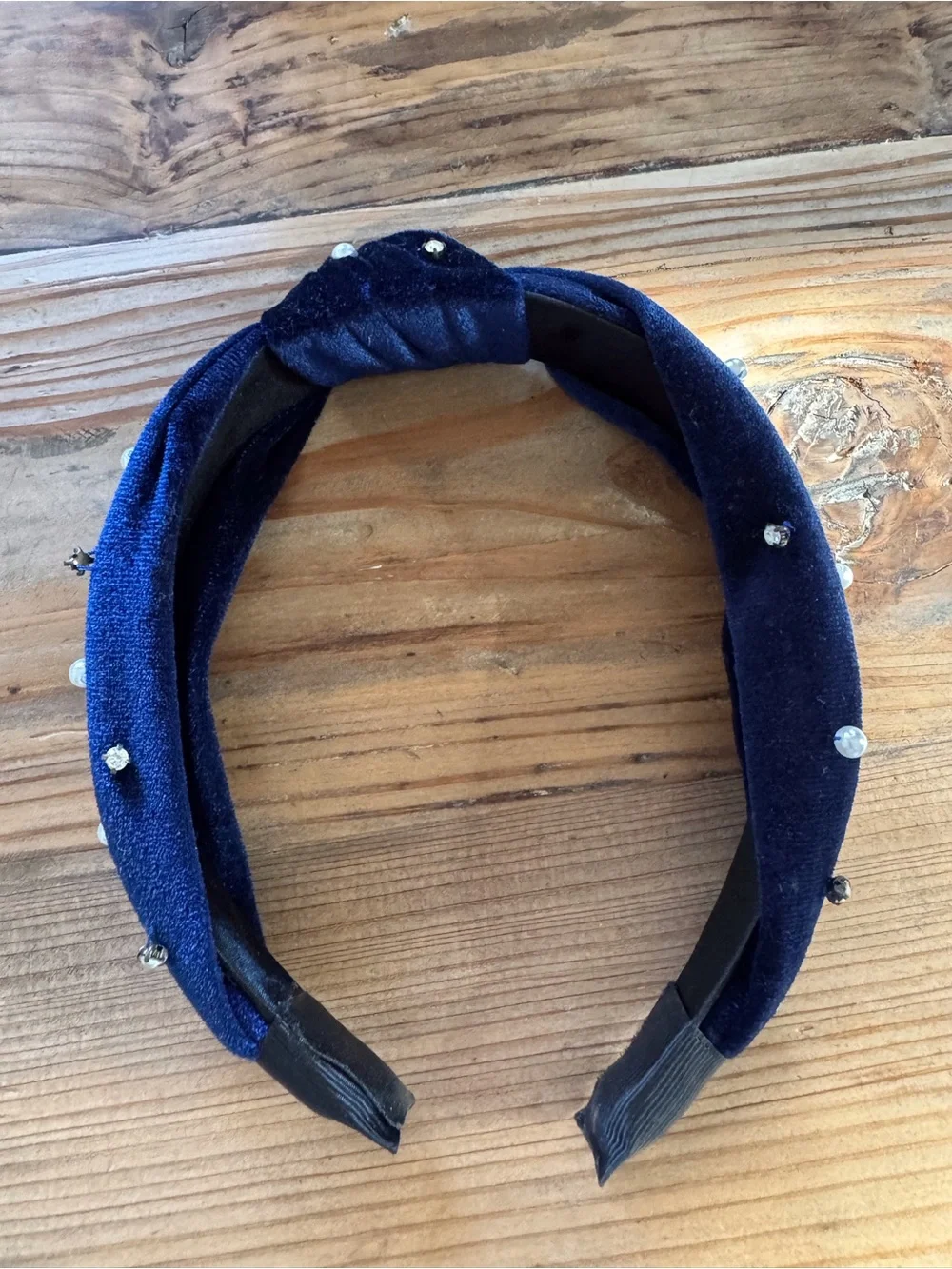 Pearl & Crystal Embellished Navy Headband